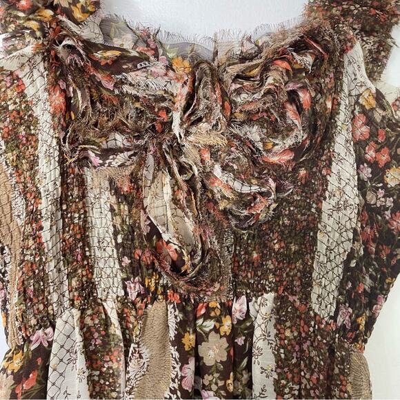 Flowing Peasant Dress Floral Print 1970s Style S - Picture 8 of 9